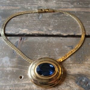 Vintage 1979 Givenchy Gold and Blue 16" Necklace